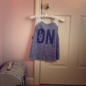 Laced detail “rock on” tank top